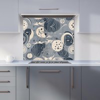 Warren Reed - Designer Abstract Moon & Stars Kitchen Splashback in Grey | Size: 600mm x 750mm