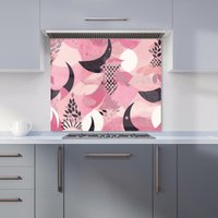 Warren Reed - Designer Abstract Pink Moon Pattern Kitchen Splashback | Size: 600mm x 750mm
