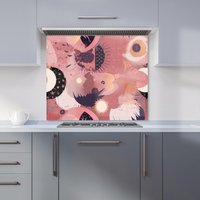 Warren Reed - Designer Abstract Red Pink Pattern Kitchen Splashback | Size: 700mm x 750mm
