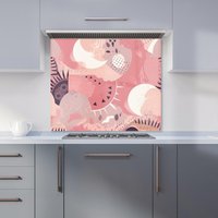 Warren Reed - Designer Abstract Pink White Kitchen Splashback | Size: 700mm x 750mm
