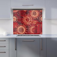 Warren Reed - Designer Abstract Red Moon & Sun Kitchen Splashback | Size: 700mm x 750mm