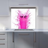 Warren Reed - Designer Pink Splashart Glass With Glasses Kitchen Splashback | Size: 900mm x 650mm