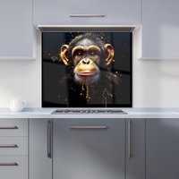 Warren Reed - Designer Splashart Cheeky Chimp Face Kitchen Splashback in Orange | Size: 700mm x 750mm