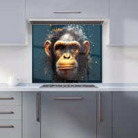 Warren Reed - Designer Splashart Realistic Monkey Face Kitchen Splashback in Brown | Size: 700mm x 650mm