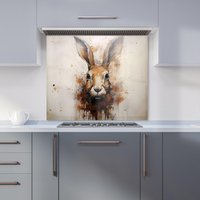 Warren Reed - Designer Splashart Angry Hyena Face Kitchen Splashback in Blue | Size: 600mm x 750mm