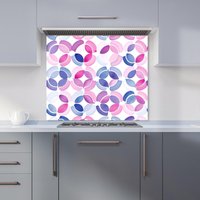 Warren Reed - Designer Interlocking Pink Blue Shape Kitchen Splashback | Size: 600mm x 650mm