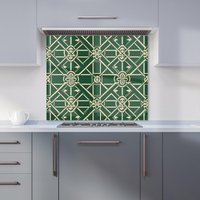 Warren Reed - Designer Green Lattice Design Kitchen Splashback | Size: 600mm x 650mm