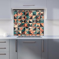 Warren Reed - Designer Geometric Print Pattern Kitchen Splashback in Green | Size: 600mm x 750mm
