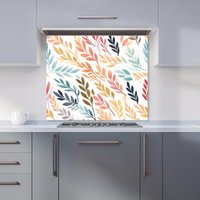 Warren Reed - Designer Colouful Sping Leaves Kitchen Splashback in Orange | Size: 600mm x 600mm
