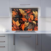 Warren Reed - Designer Autumn Leaves Design Kitchen Splashback in Orange | Size: 900mm x 750mm