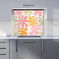 Warren Reed - Designer Yellow & Pink Flowers Kitchen Splashback | Size: 600mm x 600mm