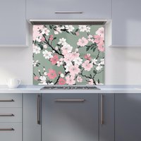 Warren Reed - Designer Pink Floral Abstract Pattern Kitchen Splashback | Size: 600mm x 750mm