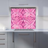 Warren Reed - Designer Pink Abstract Floral Design Kitchen Splashback | Size: 900mm x 750mm