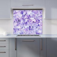 Warren Reed - Designer Purple & White Mosaic Design Kitchen Splashback | Size: 900mm x 750mm