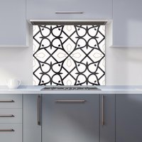 Warren Reed - Designer Arabic Style Pattern Kitchen Splashback in Black | Size: 600mm x 750mm