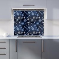 Warren Reed - Designer Dreamy & Magical Snowflake Kitchen Splashback in Blue | Size: 700mm x 650mm