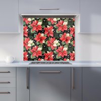 Warren Reed - Designer Poinsettia, Watercolor Style Kitchen Splashback in Red | Size: 900mm x 650mm