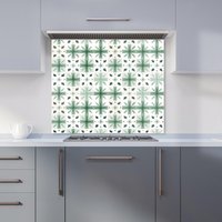 Warren Reed - Designer Christmas Quilting Squares, Geometric Kitchen Splashback in Green | Size: 600mm x 750mm