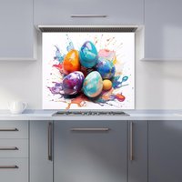 Warren Reed - Designer Watercolor Easter eggs Kitchen Splashback | Size: 700mm x 650mm