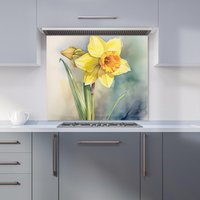 Warren Reed - Designer Daffodil Watercolour Kitchen Splashback | Size: 700mm x 650mm