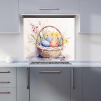 Warren Reed - Designer Watercolour Easter Basket Kitchen Splashback | Size: 900mm x 650mm