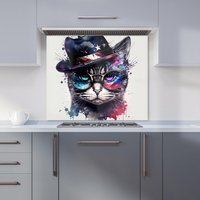 Warren Reed - Designer American Shorthair Cat Face Splashart Kitchen Splashback | Size: 900mm x 750mm