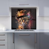 Warren Reed - Designer Bengal Cat With Glasses Splashart Kitchen Splashback | Size: 900mm x 650mm