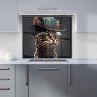 Warren Reed - Designer Bengal Cat Face Glasses Splashart Kitchen Splashback | Size: 700mm x 750mm