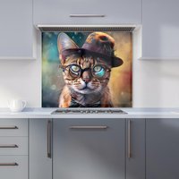 Warren Reed - Designer Bengal Cat Face With Splashart Kitchen Splashback | Size: 900mm x 650mm