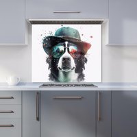 Warren Reed - Designer Border Collie Dog Face Splashart Kitchen Splashback | Size: 700mm x 650mm