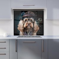 Warren Reed - Designer Cockapoo Dog With Glasses Splashart Kitchen Splashback | Size: 700mm x 750mm