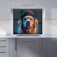 Warren Reed - Designer Golden Retriever Dog Kitchen Splashback | Size: 700mm x 750mm