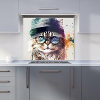 Warren Reed - Designer Siberian Cat Face Splashart Kitchen Splashback | Size: 700mm x 650mm