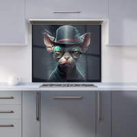 Warren Reed - Designer Sphynx Cat With Glases Splashart Kitchen Splashback | Size: 700mm x 650mm