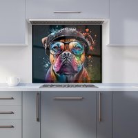 Warren Reed - Designer Staffordshire Bull Terrier Dog Splashart Kitchen Splashback | Size: 600mm x 650mm