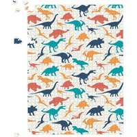 Warren Reed - Designer Multicoloured Dinosaurs Jigsaw Puzzle in Blue | Size: 500 Piece