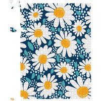 Warren Reed - Designer Camomile Flowers Jigsaw Puzzle in Blue | Size: 500 Piece
