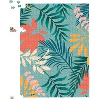 Warren Reed - Designer Abstract Bright Colorful Tropical Leaves Jigsaw Puzzle in Blue | Size: 1000 Pieces