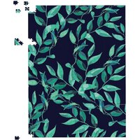 Warren Reed - Designer Delicate Green Foliage Jigsaw Puzzle in Blue | Size: 1000 Pieces