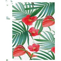 Warren Reed - Designer Tropical Flowers, Palm Leaves Hawaiian Jigsaw Puzzle in Green | Size: 1000 Pieces