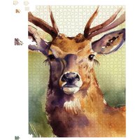 Warren Reed - Designer Splendid Stag Watercolour Jigsaw Puzzle in Brown | Size: 500 Piece