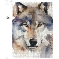 Warren Reed - Designer Wolf Watercolour Jigsaw Puzzle in Brown | Size: 1000 Pieces