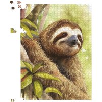 Warren Reed - Designer Sloth Watercolour Jigsaw Puzzle in Brown | Size: 500 Piece