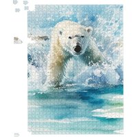 Warren Reed - Designer Hunting Polar Bear Watercolour Jigsaw Puzzle in Brown | Size: 1000 Pieces