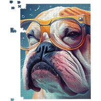 Warren Reed - Designer Bulldog With Glasses Splashart Jigsaw Puzzle in Brown | Size: 500 Piece