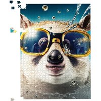 Warren Reed - Designer Dormouse With Glasses Splashart Jigsaw Puzzle in Brown | Size: 500 Piece