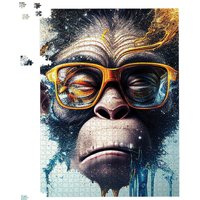 Warren Reed - Designer Monkey With Glasses Splashart Jigsaw Puzzle in Blue | Size: 1000 Pieces