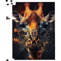 Warren Reed - Designer Golden Giraffe Face Splashart Jigsaw Puzzle in Yellow | Size: 1000 Pieces