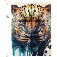 Warren Reed - Designer Leapoard Face Splashart, Light Background Jigsaw Puzzle in Yellow | Size: 1000 Pieces