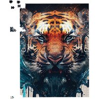 Warren Reed - Designer Tiger Face Splashart Jigsaw Puzzle in Brown | Size: 500 Piece